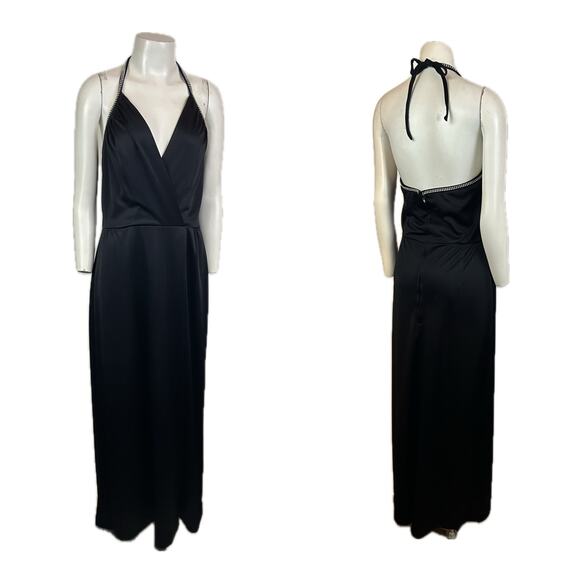 RARE 1970s Lilli Diamond Black Diamond Jeweled Halter Top Maxi Dress / Medium * - Picture 3 of 4